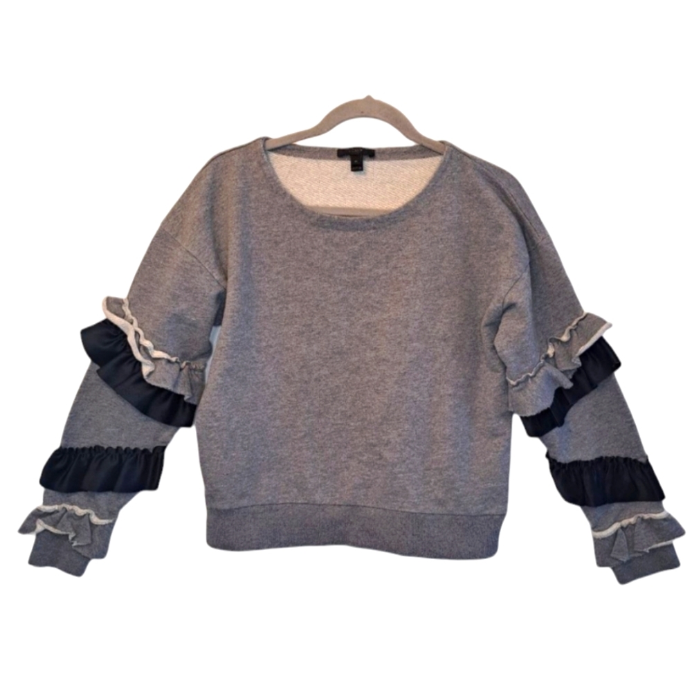 J. Crew Ruffle Sleeve Pullover Sweatshirt Size Medium